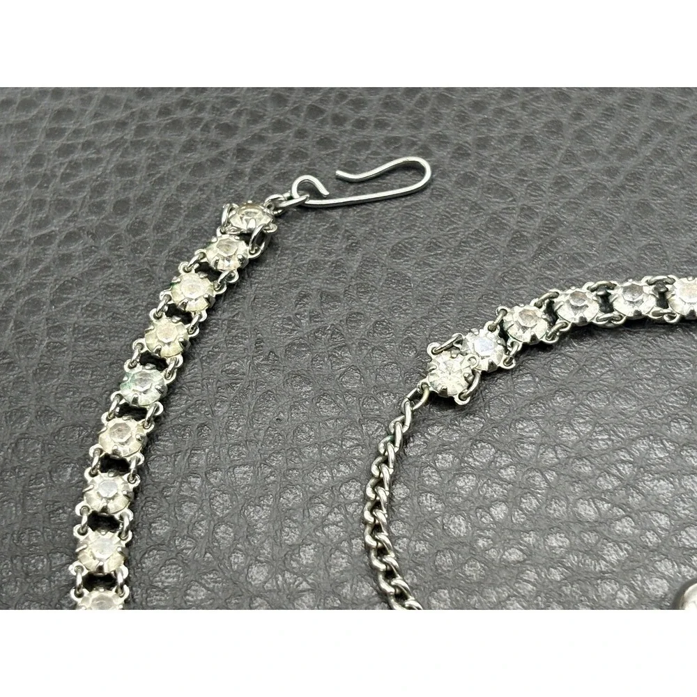 Vintage Open Back Crystal Station Bib Collar Necklace ~ Gorgeous!!